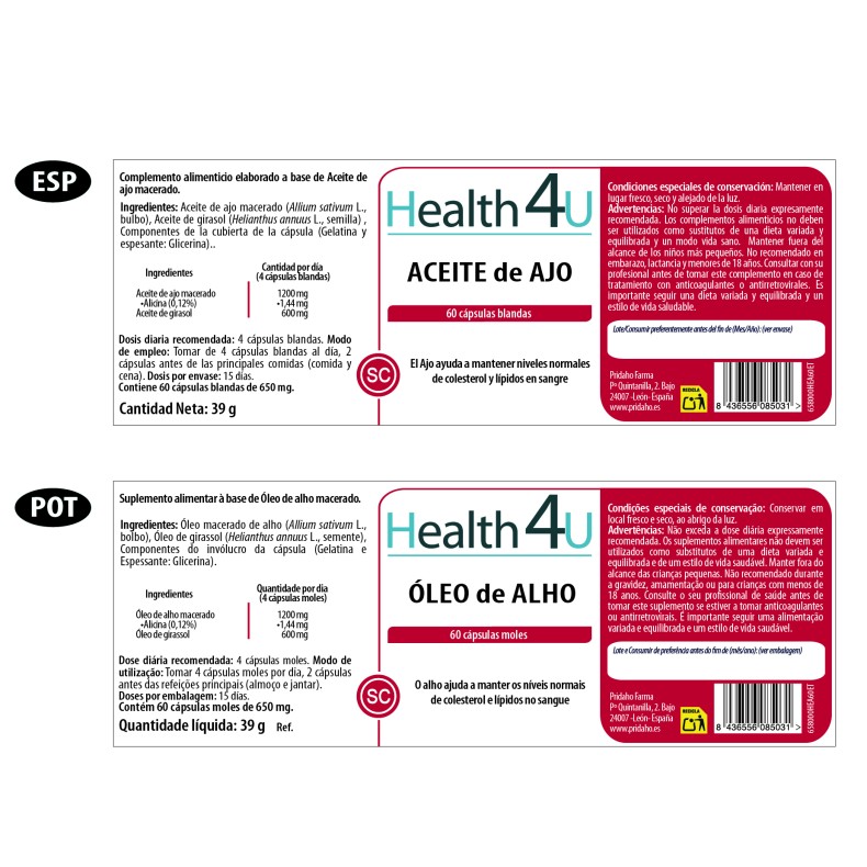 H4U Aceite de ajo 60 cápsulas blandas