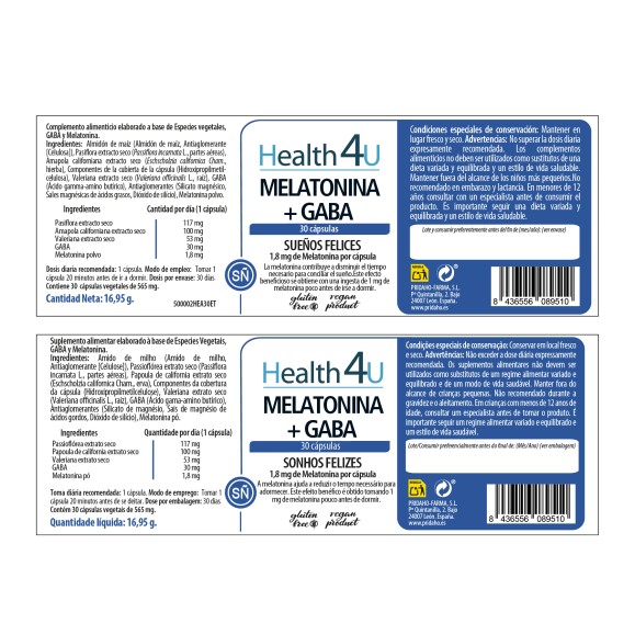 H4U Melatonina + Gaba 30 cápsulas