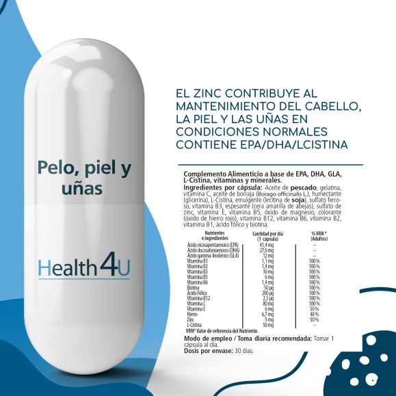 H4U Pelo, piel y uñas 30 cápsulas