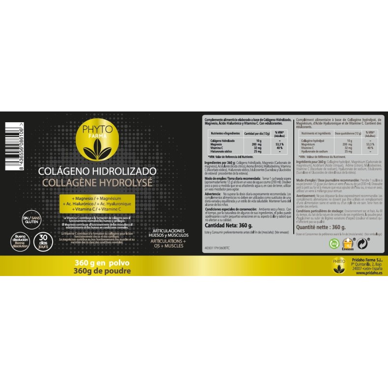 PHYTOFARMA Colágeno Hidrolizado en polvo 360 gr