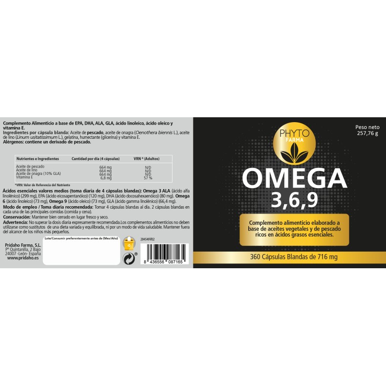 PHYTOFARMA Omega 3,6,9 360 cápsulas blandas
