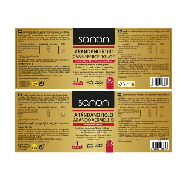 SANON Arándano Rojo 365 comprimidos
