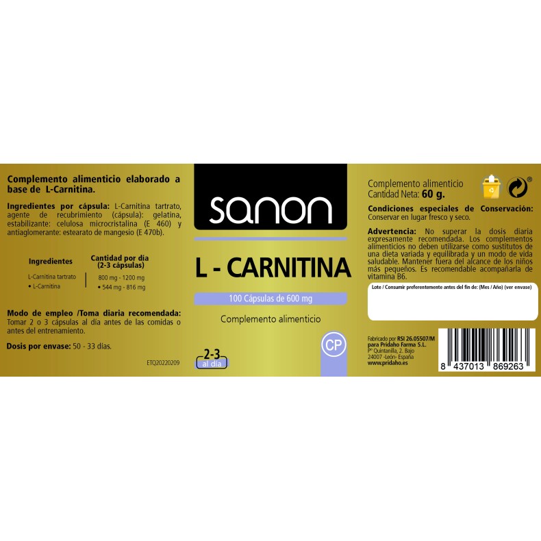 SANON L-Carnitina 100 cápsulas