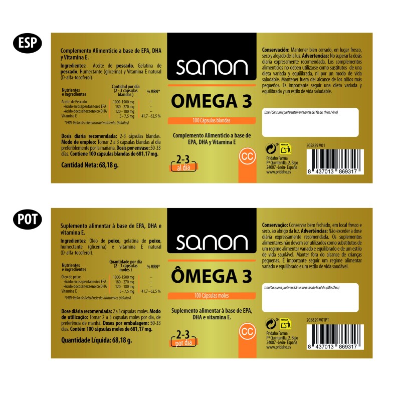 SANON Omega 3 100 cápsulas blandas