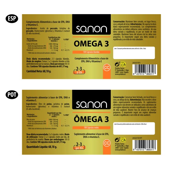 SANON Omega 3 100 cápsulas blandas