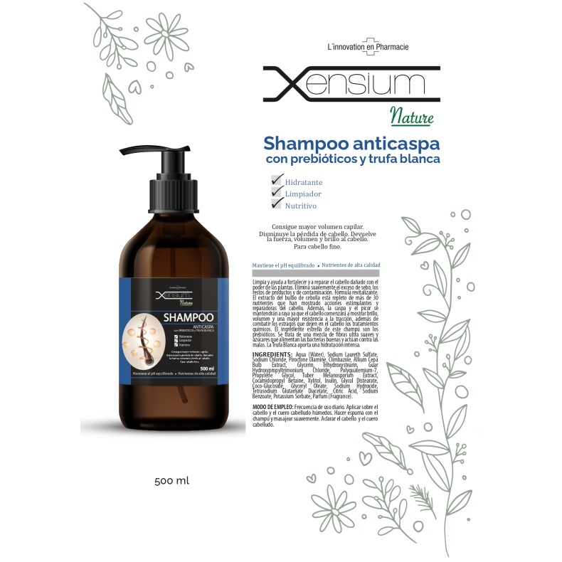 XENSIUM Nature Champú anticaspa con Prebióticos y Trufa blanca 500 ml