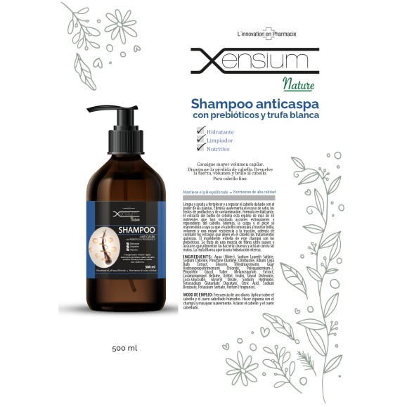 XENSIUM Nature Champú anticaspa con Prebióticos y Trufa blanca 500 ml