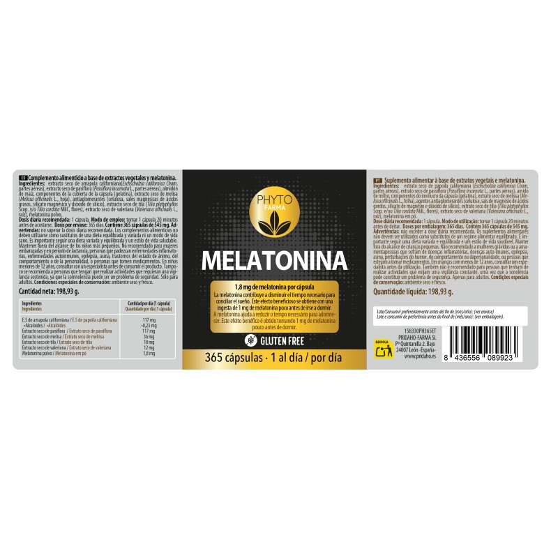 PHYTOFARMA Melatonina 365 cápsulas