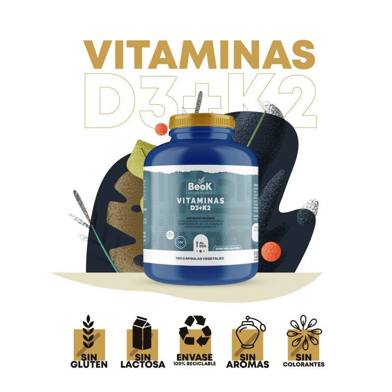 BEOK Vitamina D3 + K2 180 cápsulas vegetales