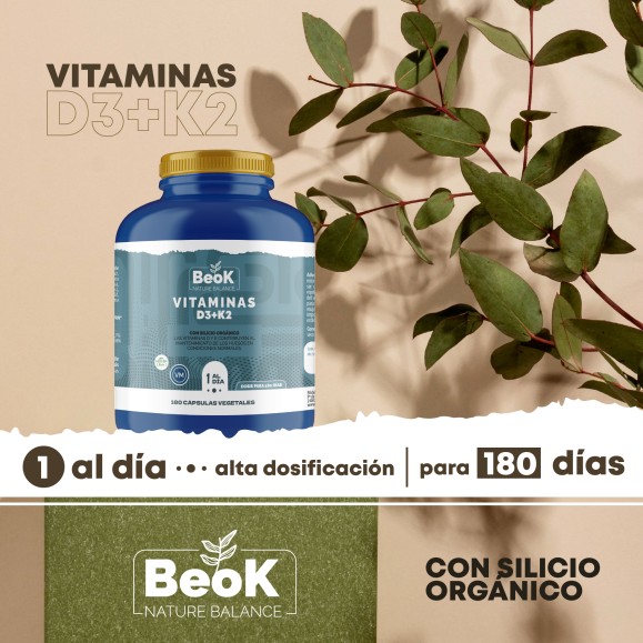 BEOK Vitamina D3 + K2 180 cápsulas vegetales