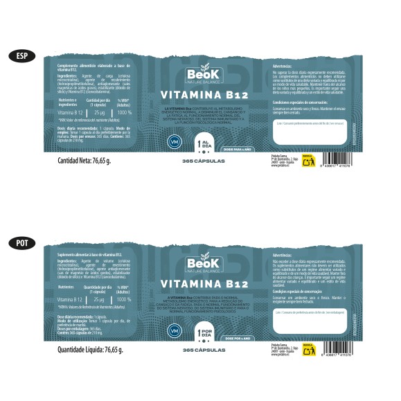 BEOK Vitamina B12 365 cápsulas