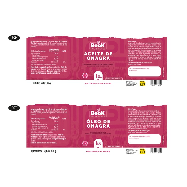 BEOK Aceite de Onagra 450 cápsulas blandas