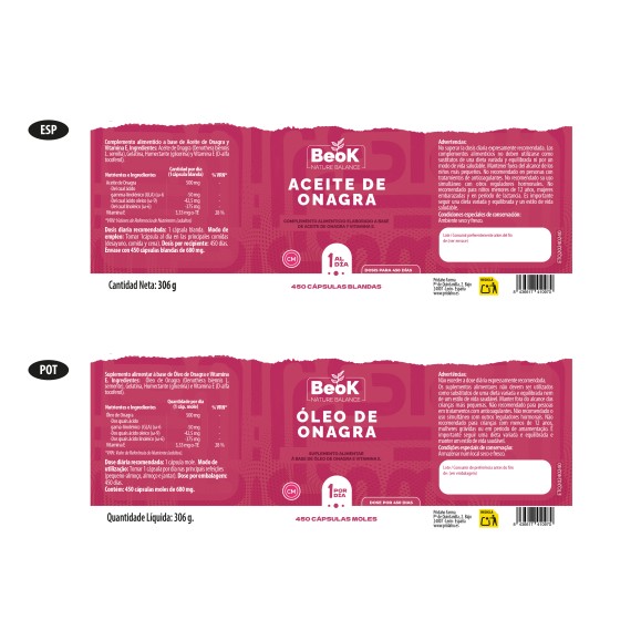 BEOK Aceite de Onagra 450 cápsulas blandas