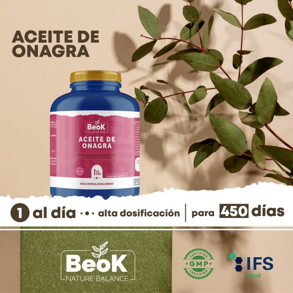 BEOK Aceite de Onagra 450 cápsulas blandas