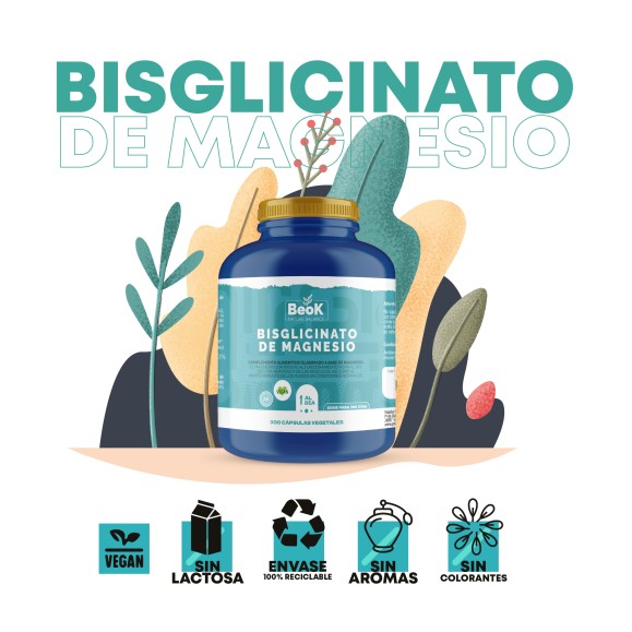 BEOK Bisglicinato de Magnesio 300 cápsulas vegetales
