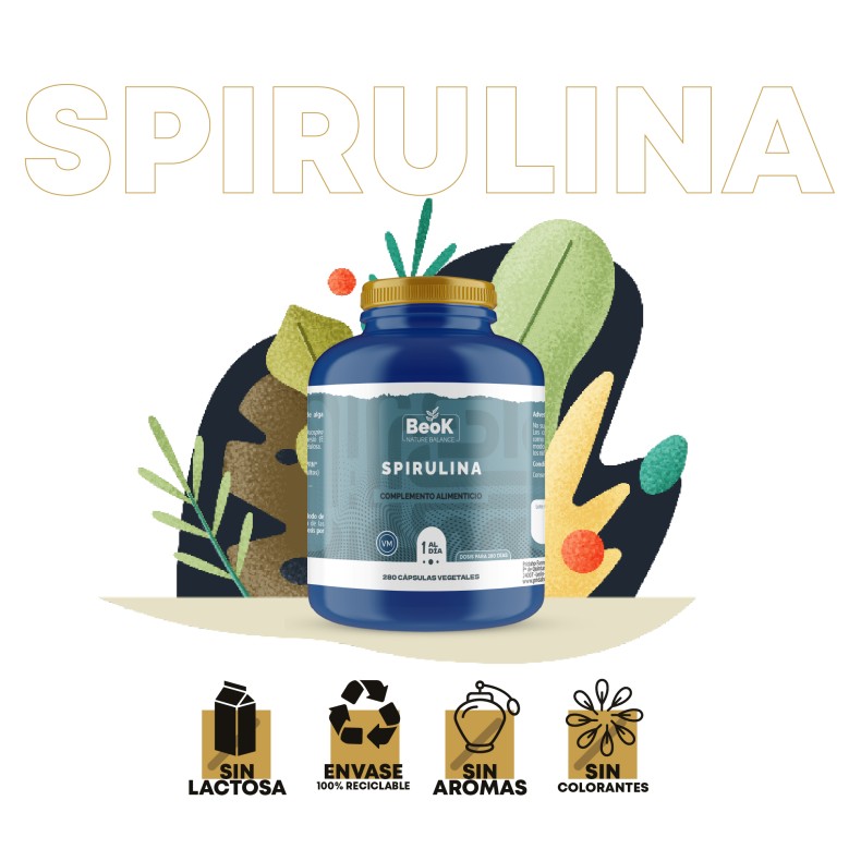 BEOK Spirulina 280 cápsulas vegetales