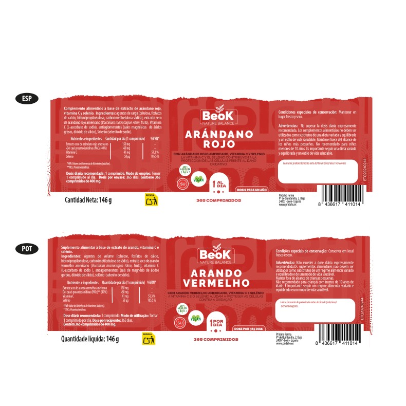 BEOK Arándano rojo 365 comprimidos