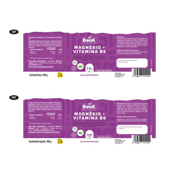 BEOK Magnesio + Vitamina B6 360 comprimidos