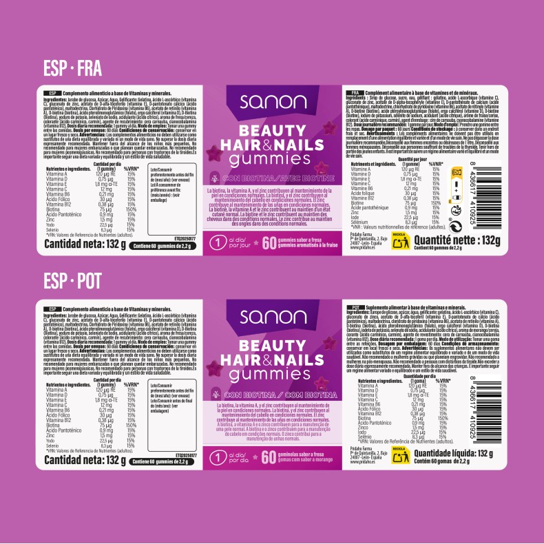 SANON Beauty, Hair & Nails 60 gummies