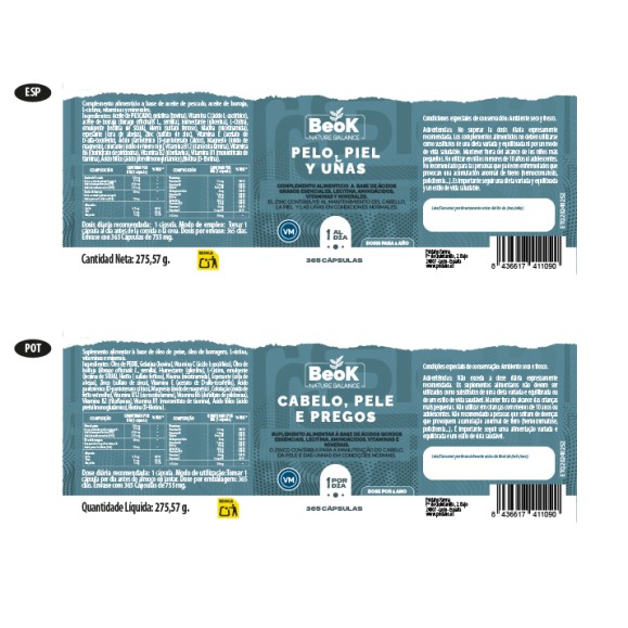 BEOK Pelo, Piel y Uñas 365 cápsulas blandas
