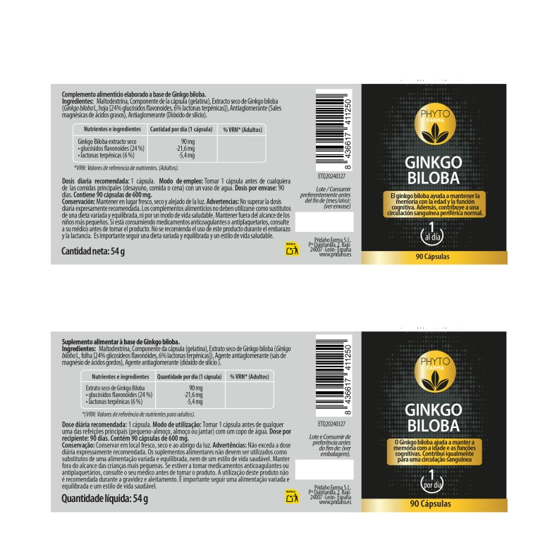 PHYTOFARMA Ginkgo biloba 90 cápsulas