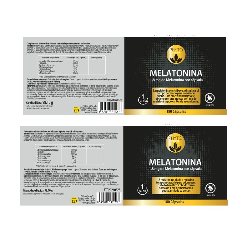 PHYTOFARMA Melatonina 180 cápsulas