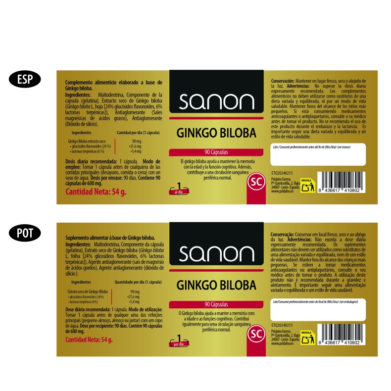 SANON Ginkgo biloba 90 cápsulas