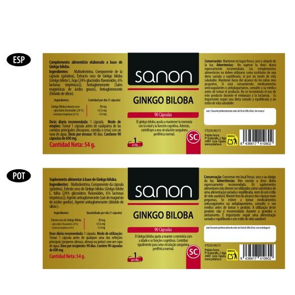 SANON Ginkgo biloba 90 cápsulas
