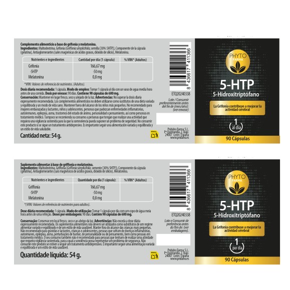PHYTOFARMA 5-HTP (5-Hidroxitriptófano) 90 cápsulas