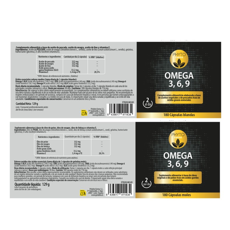 PHYTOFARMA Omega 3,6,9 180 cápsulas blandas
