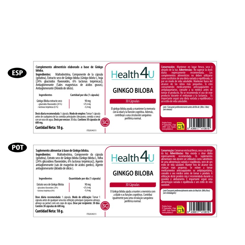 H4U Ginkgo biloba 30 cápsulas