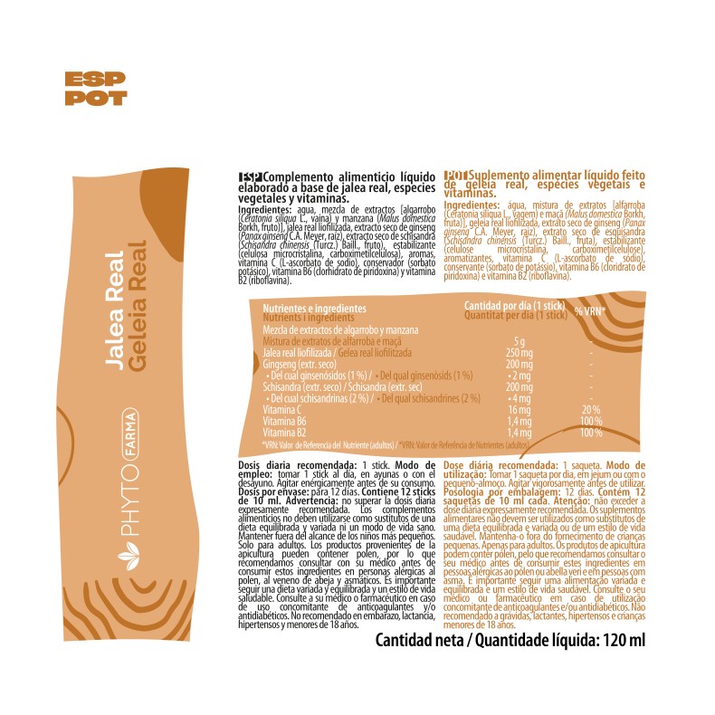 PHYTOFARMA Jalea real con ginseng + schisandra 12 sticks