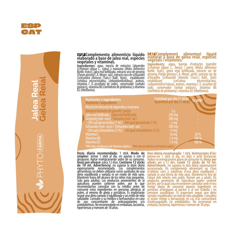 PHYTOFARMA Jalea real con ginseng + schisandra 12 sticks