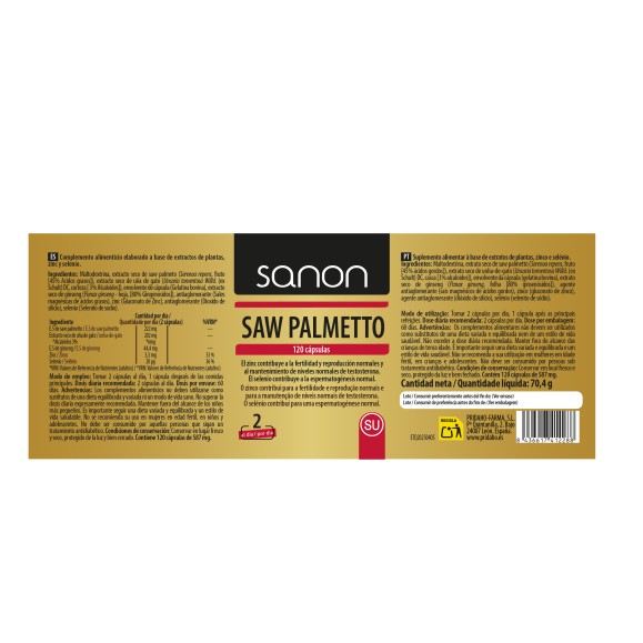 SANON Saw Palmeto-Prostate 120 cápsulas