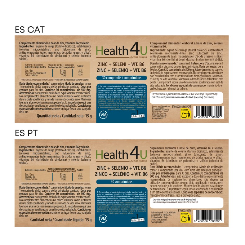 H4U Zinc + Selenio + Vit. B6 30 comprimidos special edition