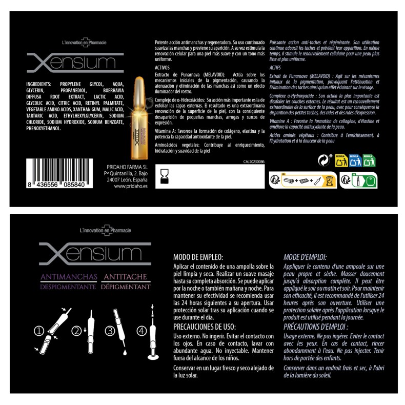 XENSIUM Antimanchas despigmentante 10 ampollas de 2 ml