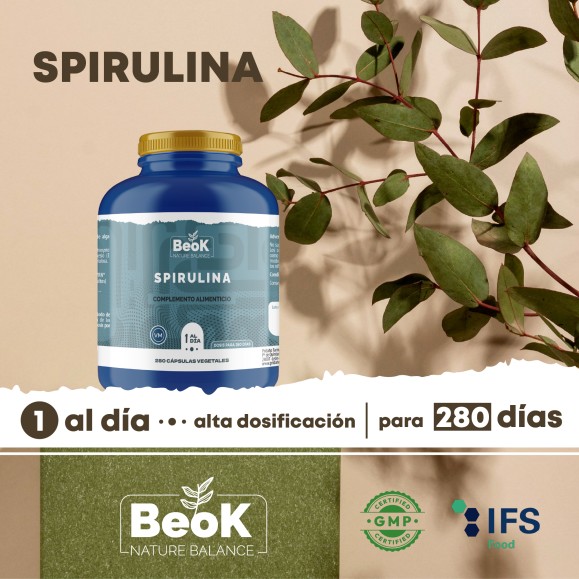 BEOK Spirulina 280 cápsulas vegetales