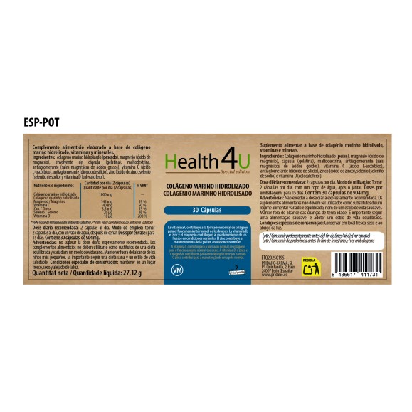 H4U Colágeno marino hidrolizado 30 cápsulas special edition
