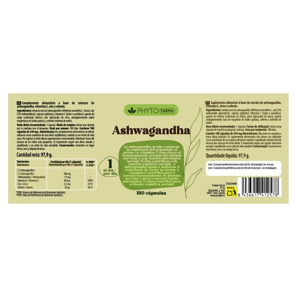 PHYTOFARMA Ashwagandha 180 cápsulas