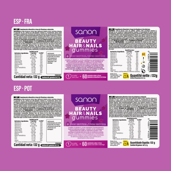 SANON Beauty, Hair & Nails 60 gummies