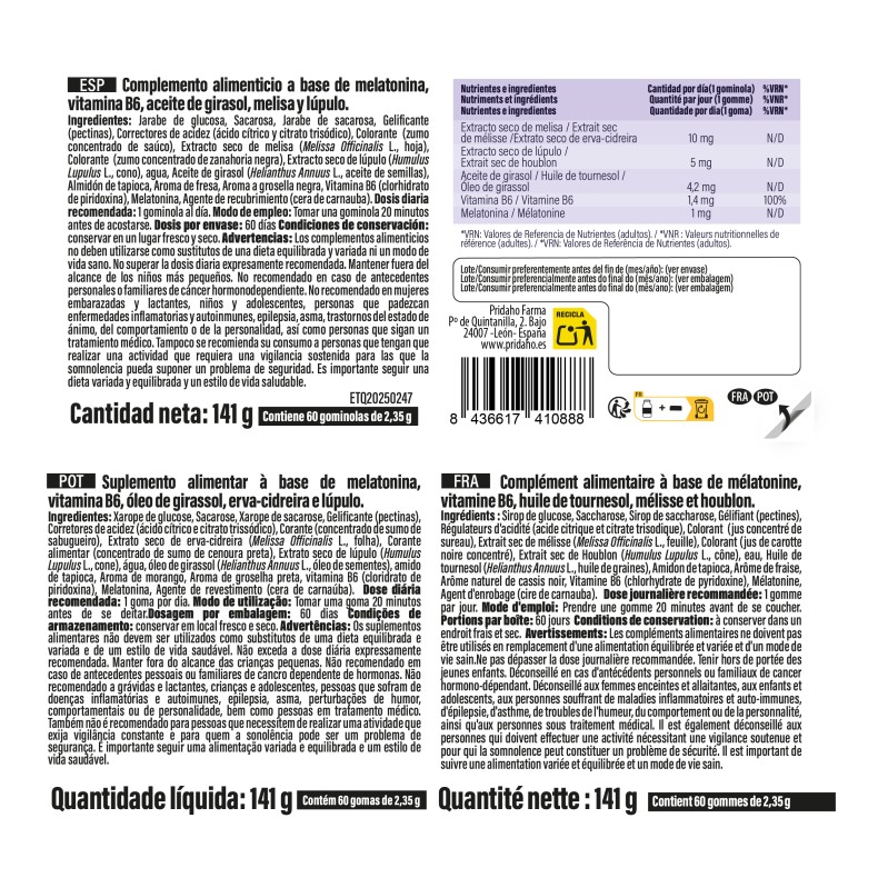 SANON Melatonina 1 mg 60 gummies