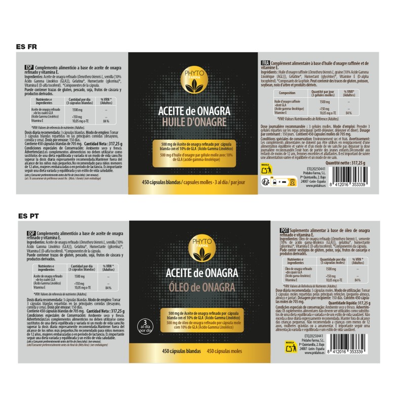 PHYTOFARMA Aceite de onagra 450 cápsulas blandas