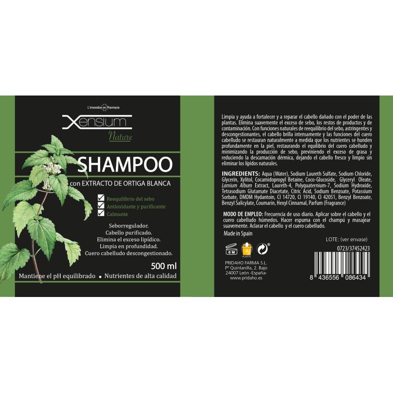 XENSIUM Nature Champú con extracto de Ortiga blanca 500 ml
