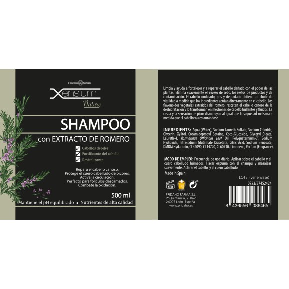XENSIUM Nature Champú con extracto de Romero 500 ml