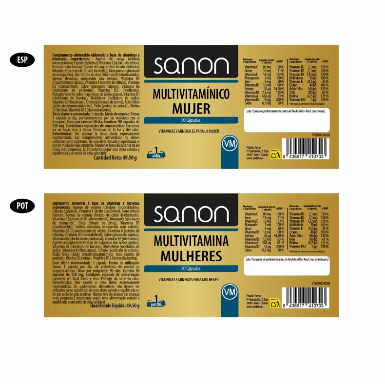 SANON Multivitamínico Mujer 90 cápsulas