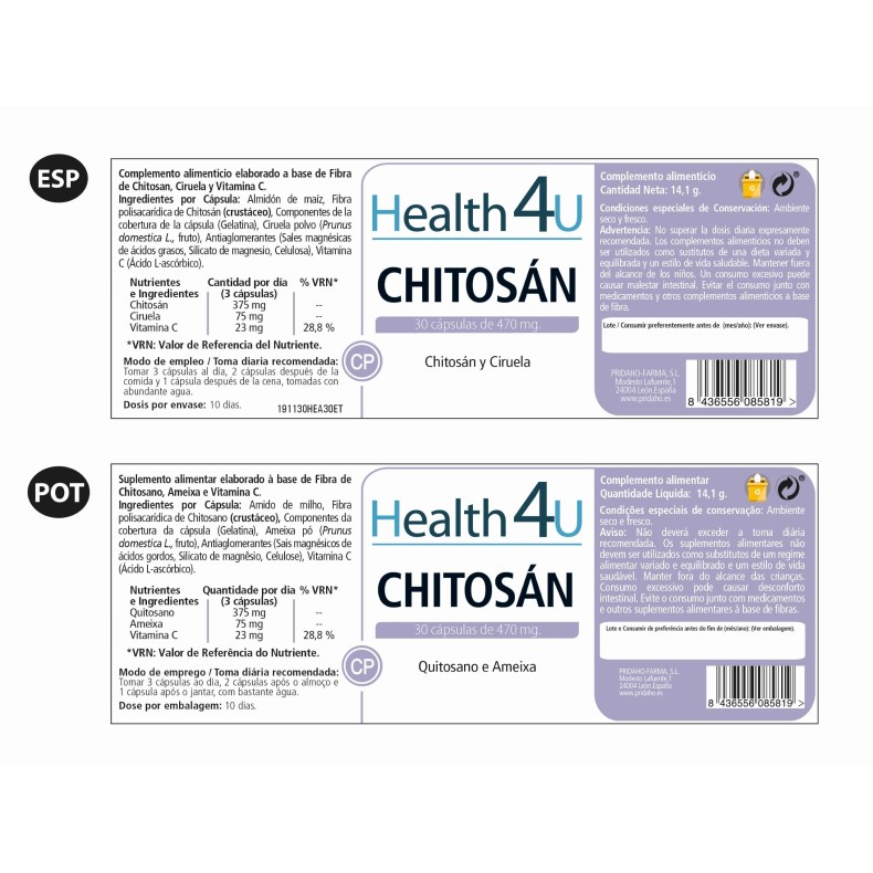 H4U Chitosán 30 cápsulas