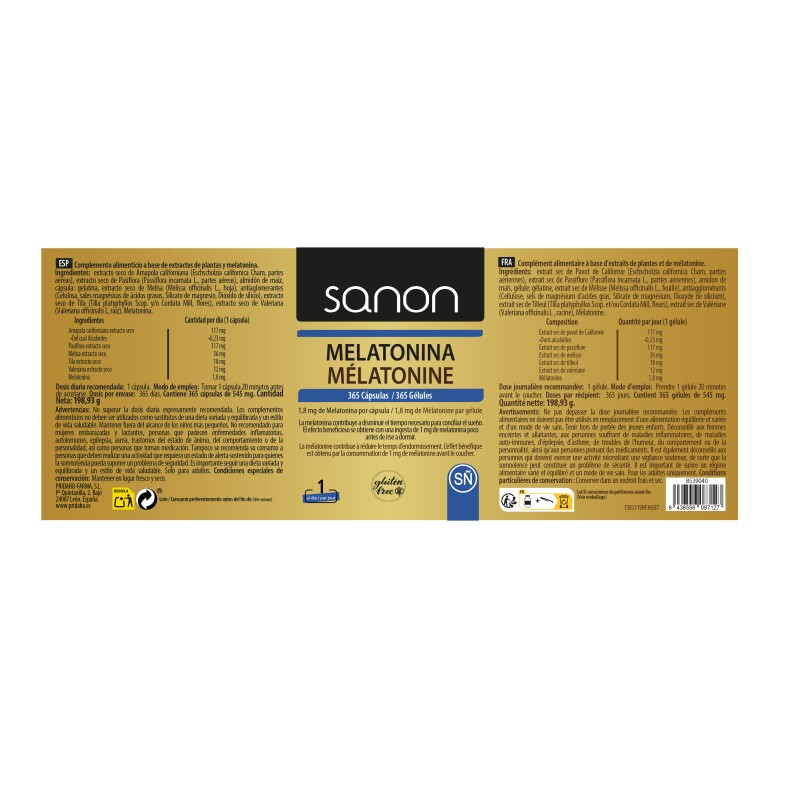 SANON Melatonina 365 cápsulas