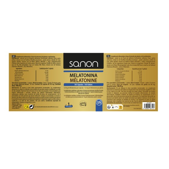 SANON Melatonina 365 cápsulas