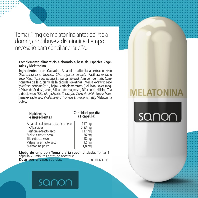 SANON Melatonina 365 cápsulas