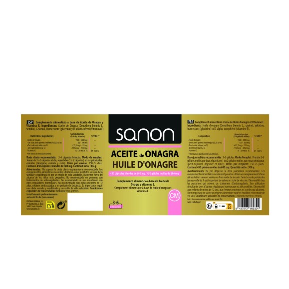 SANON Aceite de Onagra 450 cápsulas blandas